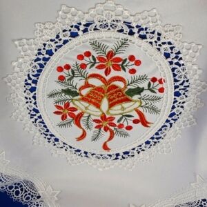 Christmas Tablecloth WINTER RED BELLS (36x36) NEW
